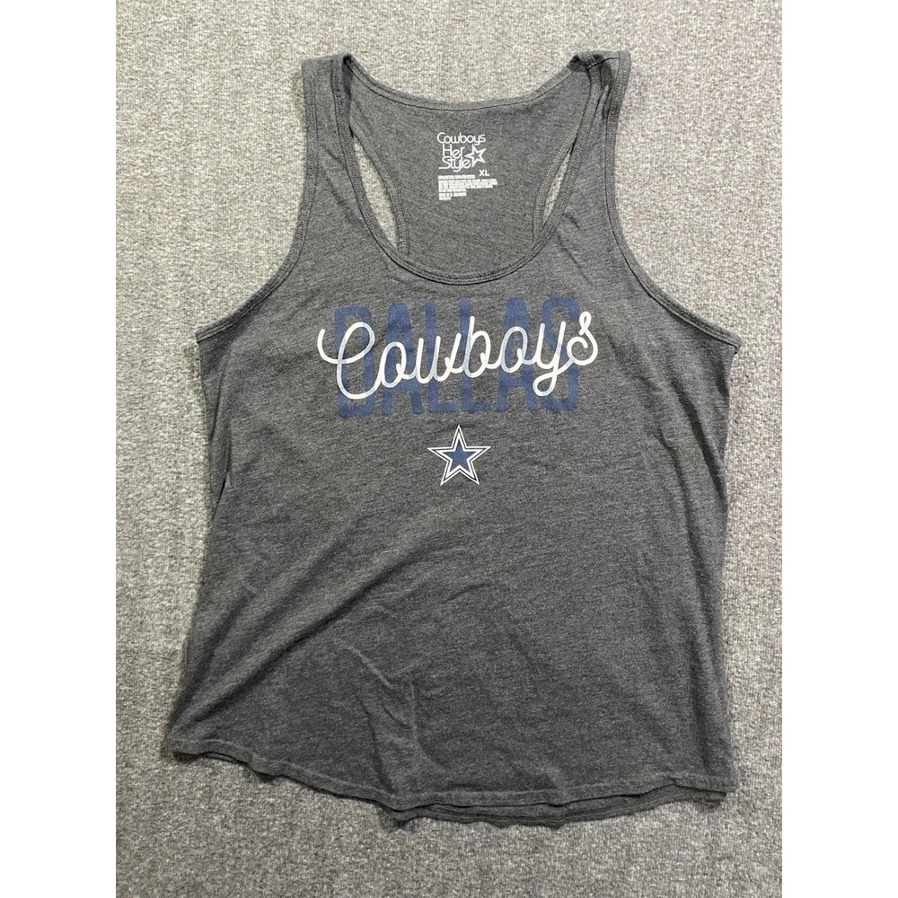 Dallas Cowboys NFL Team Black Grey Heathered Tank Top Women Size XL